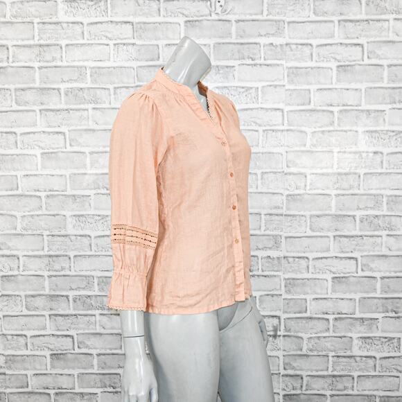 Loeffler Randall Women's 100% Linen Boho Blouse in peach size Small - Picture 3 of 10